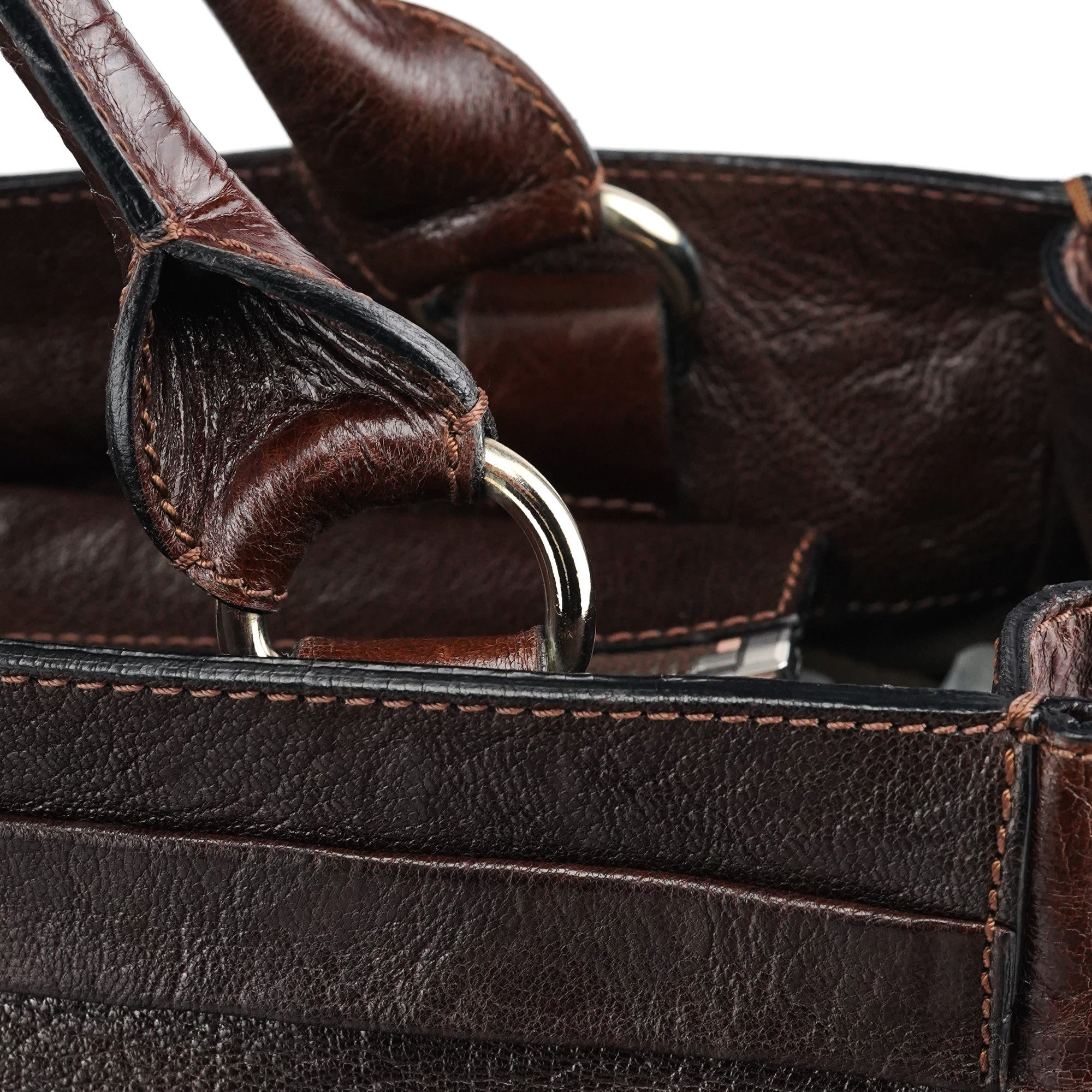 Brown Leather Bay Tote Bag