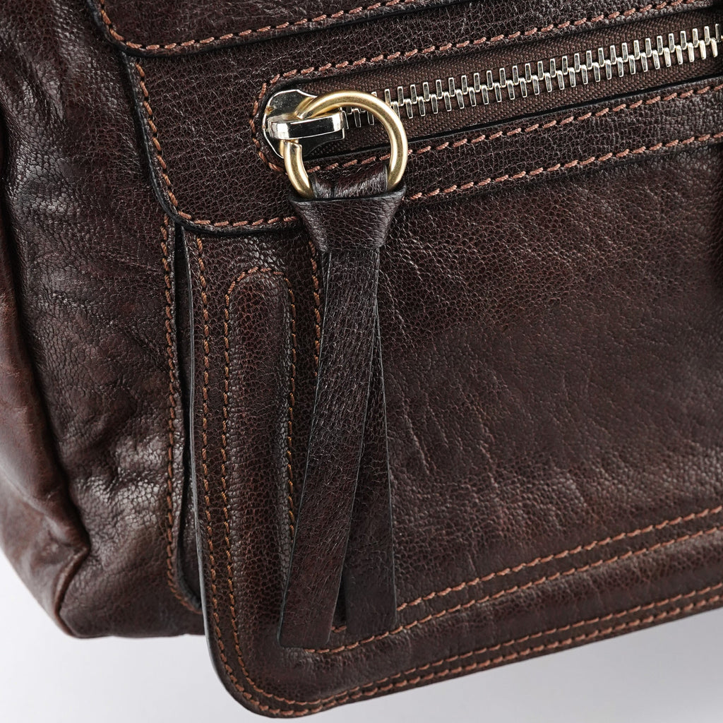 Brown Leather Bay Tote Bag
