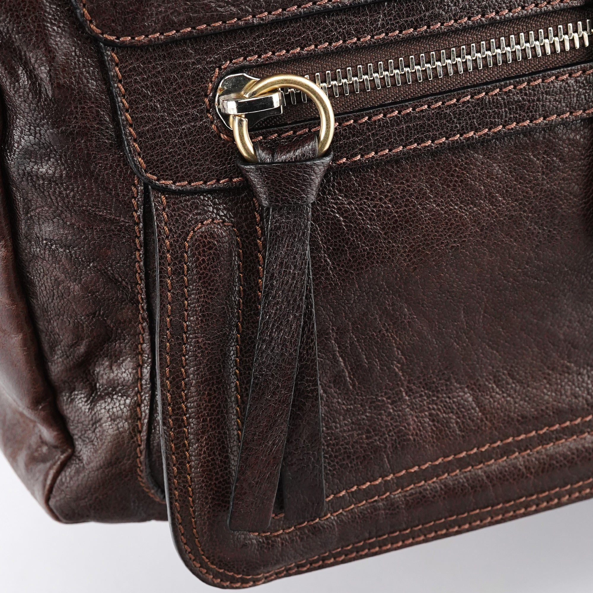 Brown Leather Bay Tote Bag