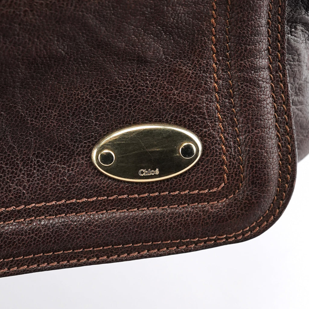 Brown Leather Bay Tote Bag