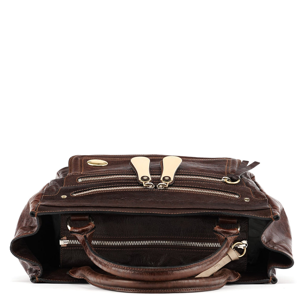 Brown Leather Bay Tote Bag