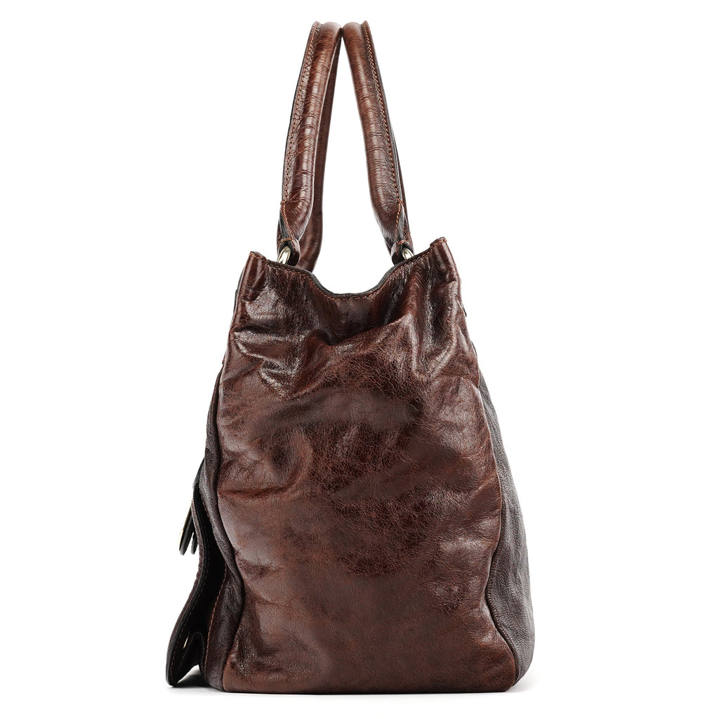 Brown Leather Bay Tote Bag
