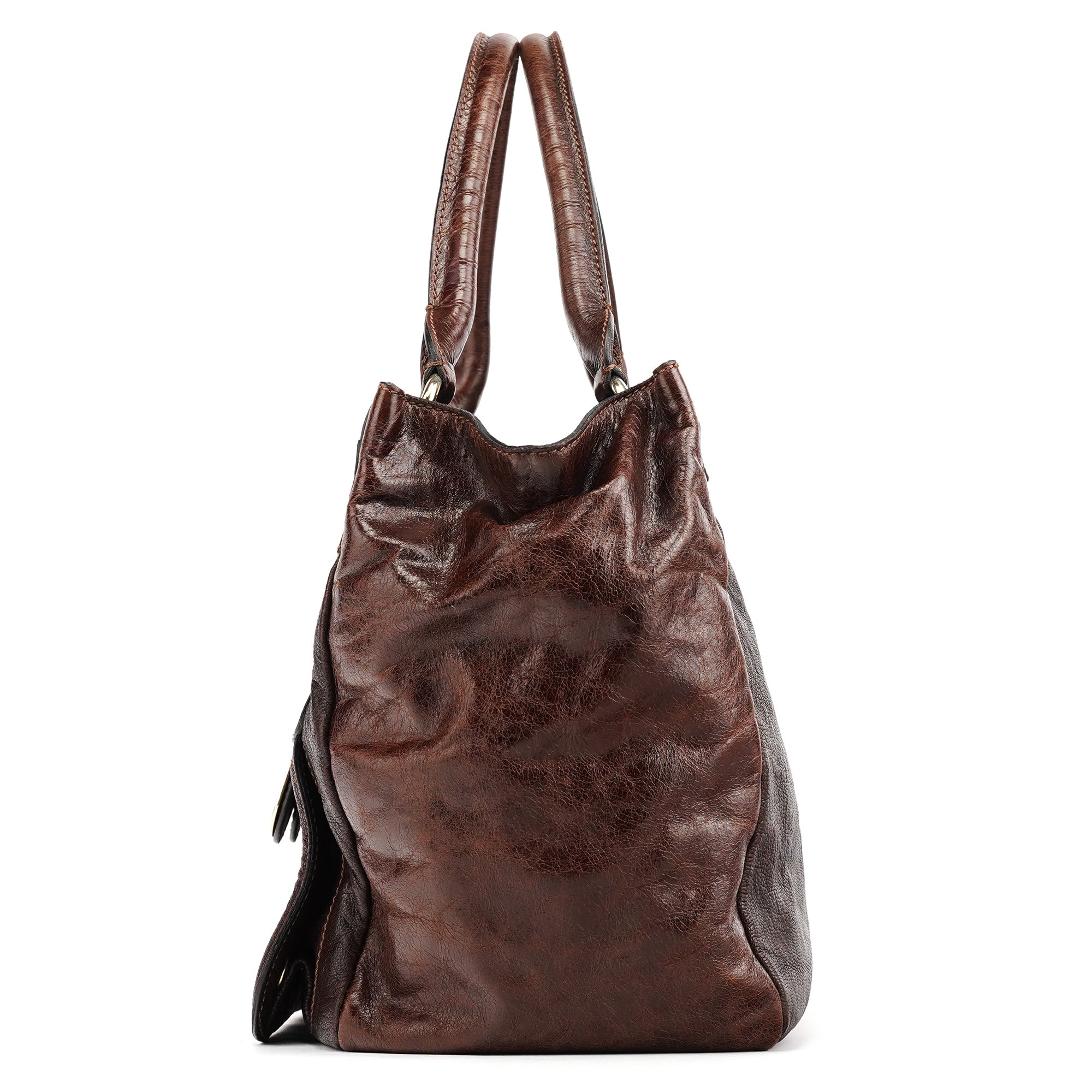Brown Leather Bay Tote Bag