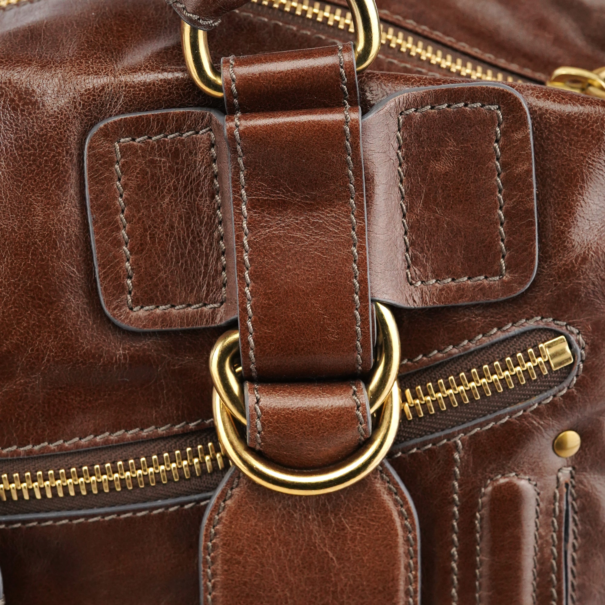 Brown Leather Bay Tote Bag