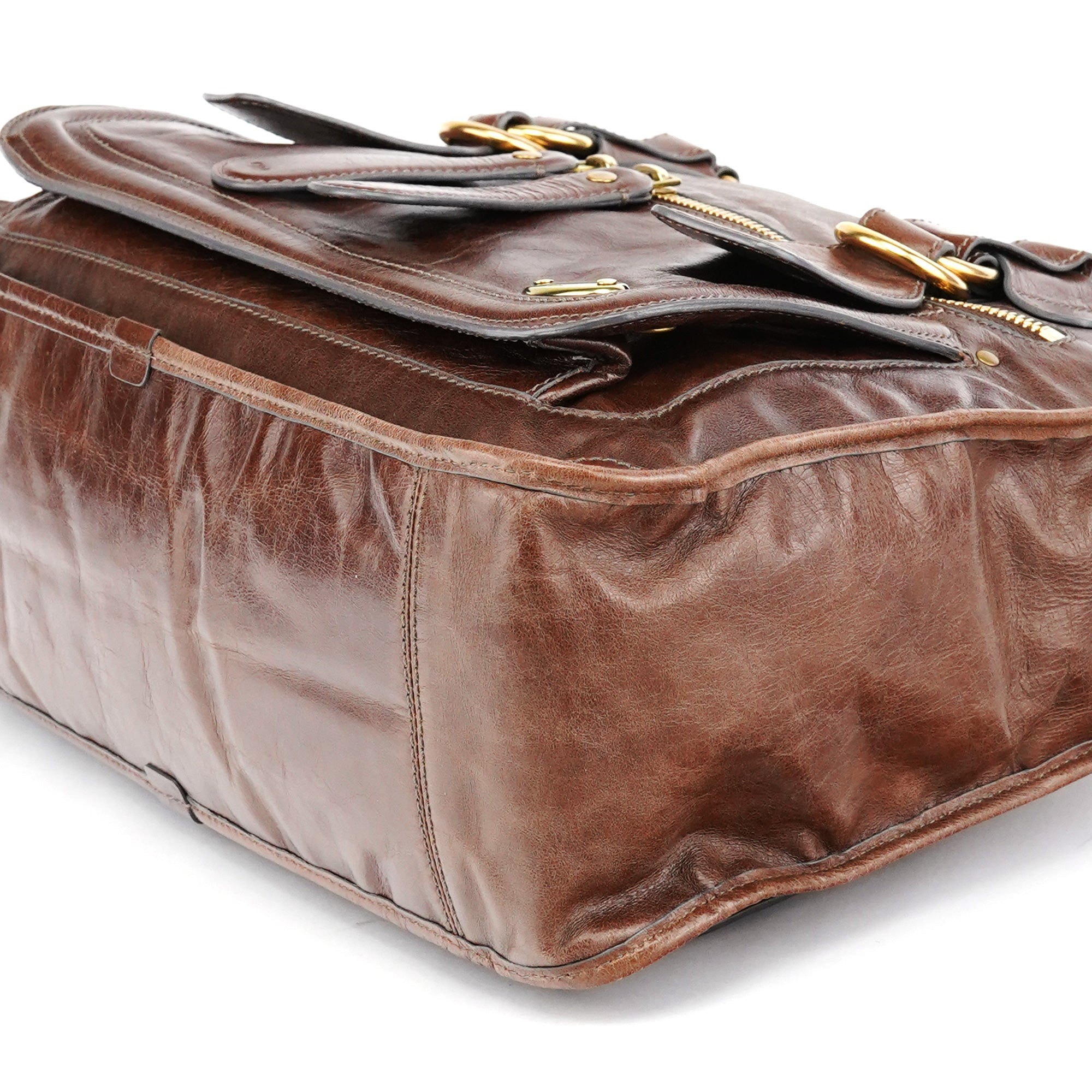 Brown Leather Bay Tote Bag