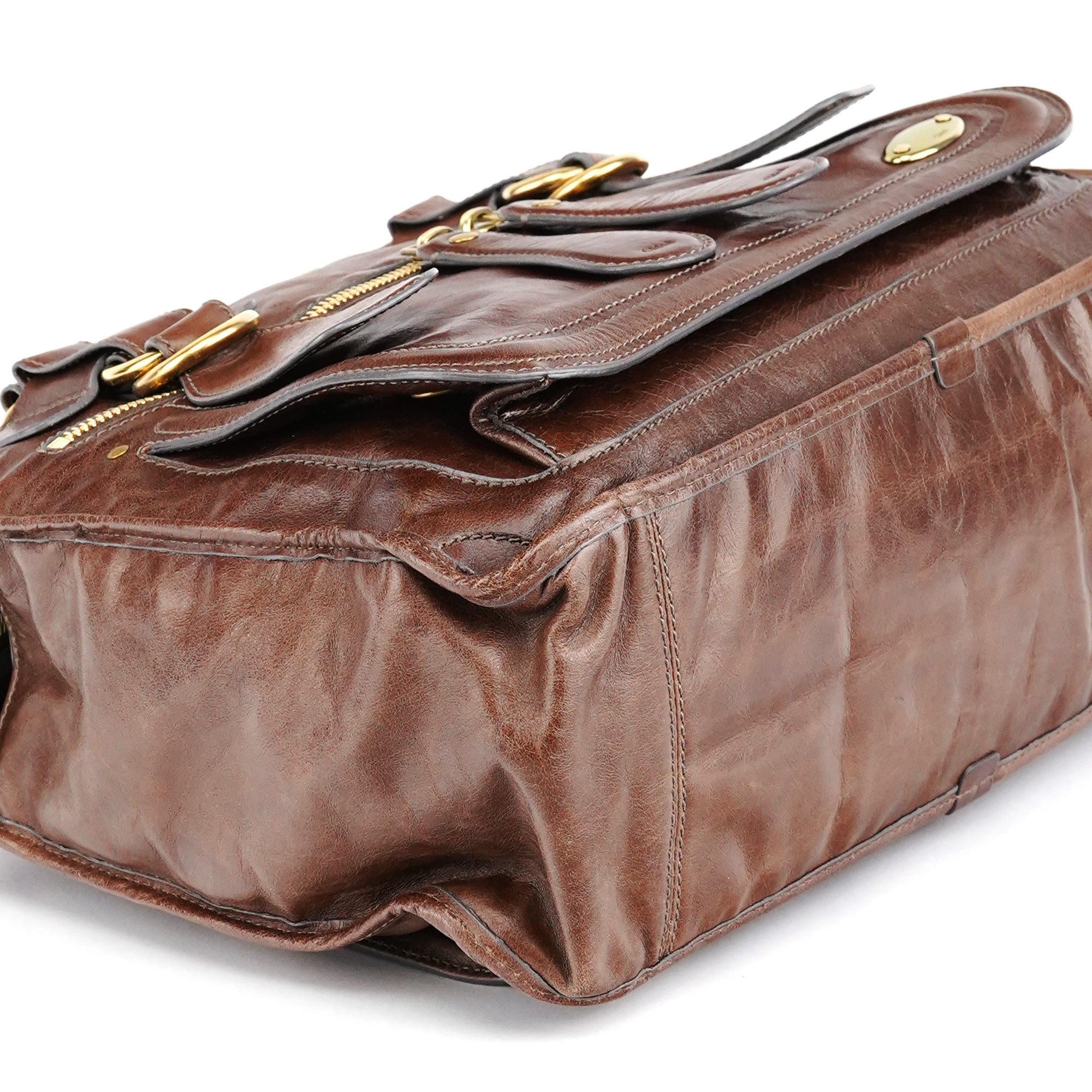 Brown Leather Bay Tote Bag