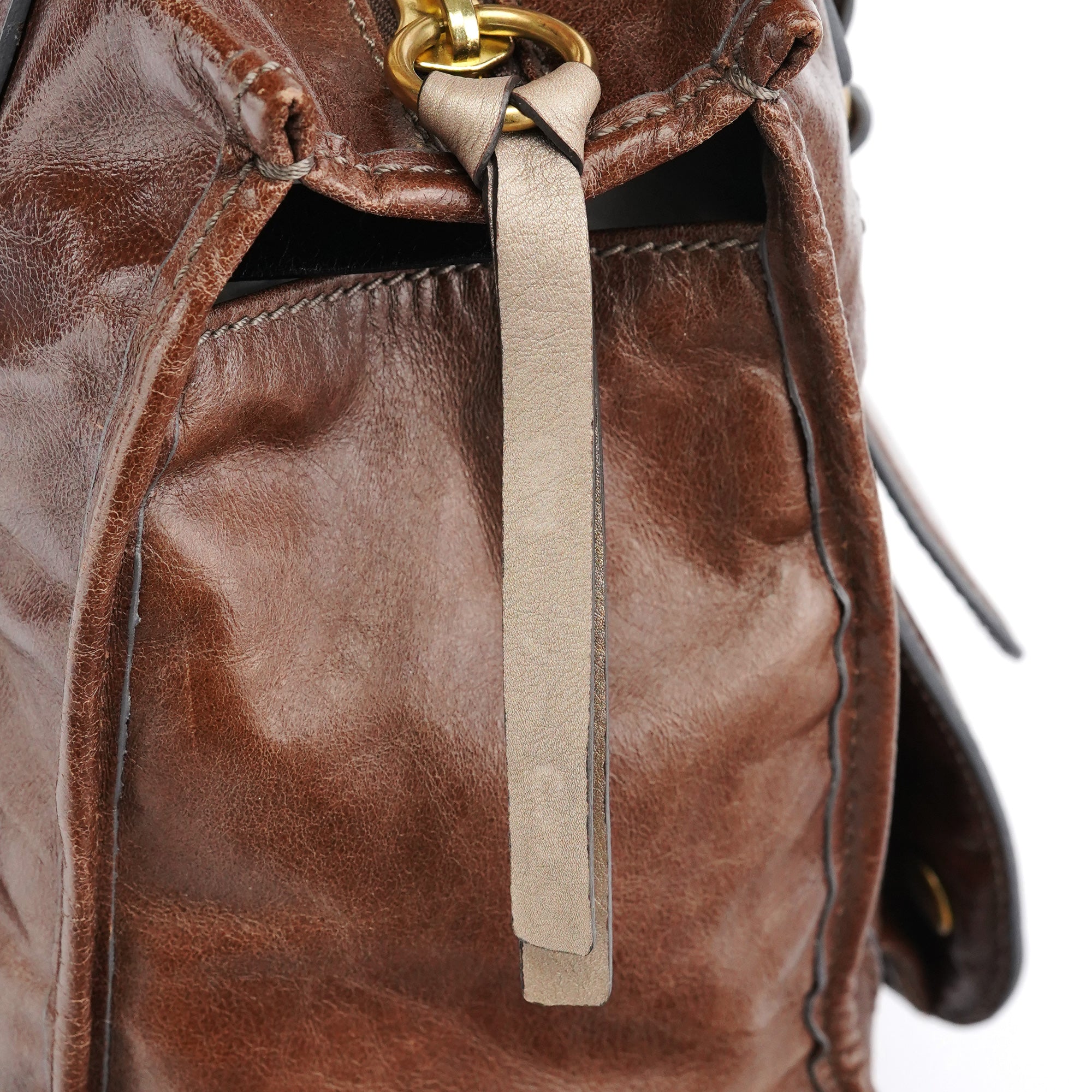 Brown Leather Bay Tote Bag