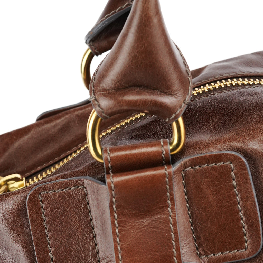 Brown Leather Bay Tote Bag