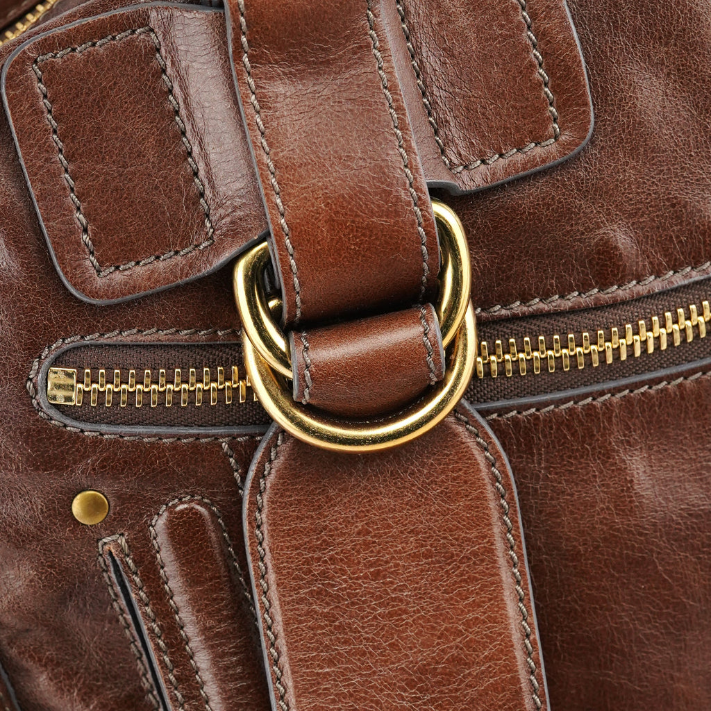 Brown Leather Bay Tote Bag