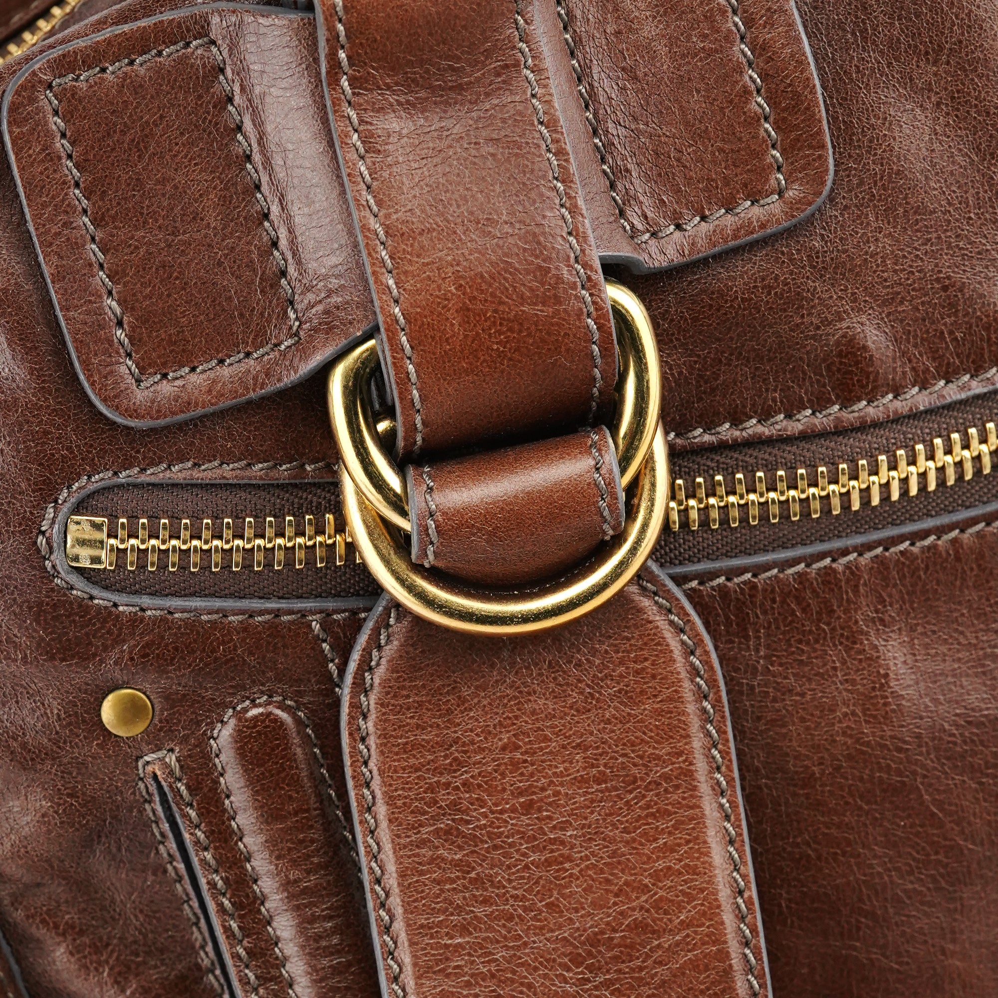 Brown Leather Bay Tote Bag