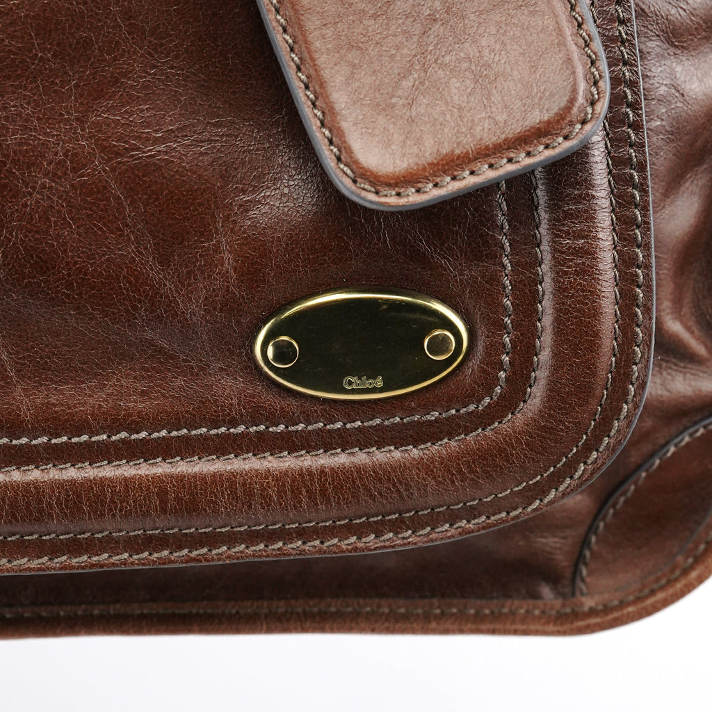 Brown Leather Bay Tote Bag