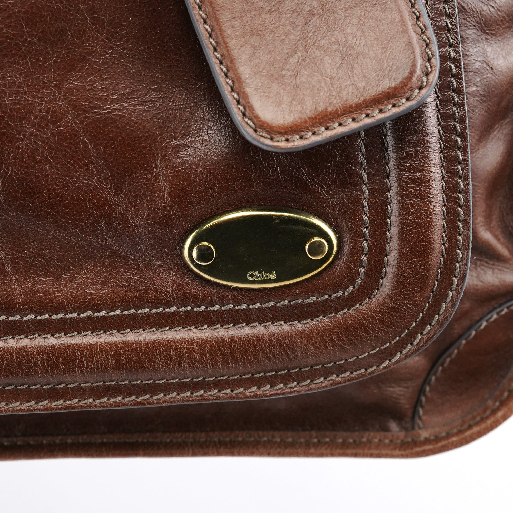 Brown Leather Bay Tote Bag