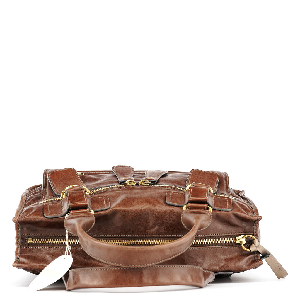 Brown Leather Bay Tote Bag