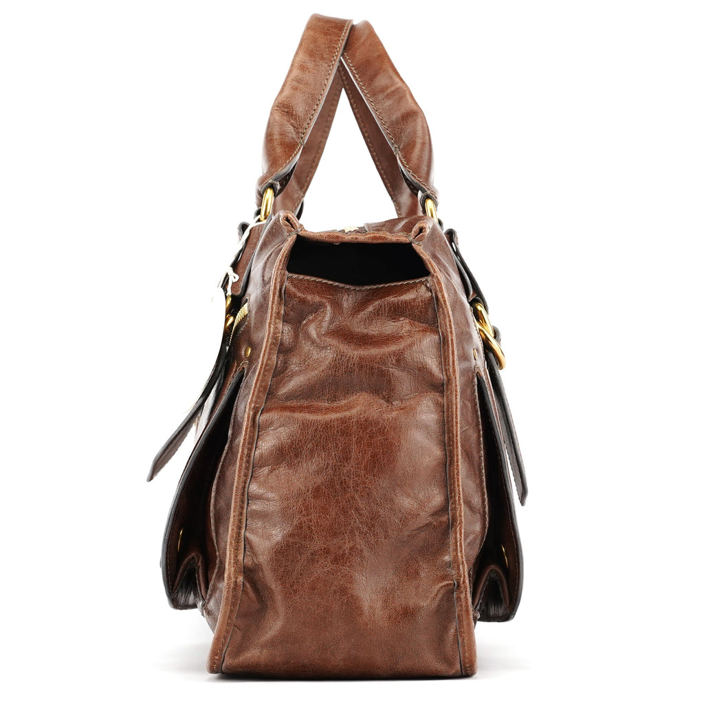 Brown Leather Bay Tote Bag
