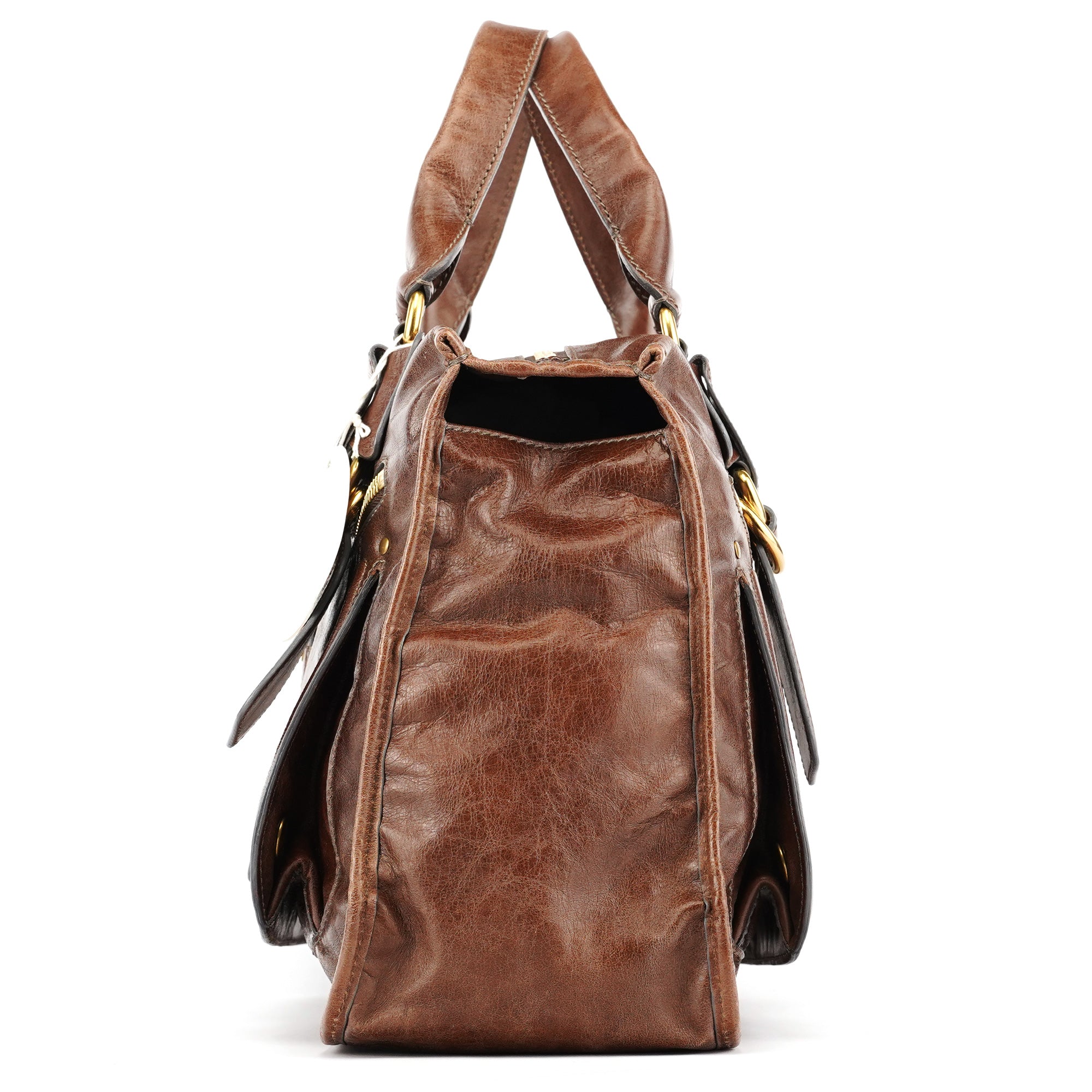 Brown Leather Bay Tote Bag