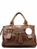 Brown Leather Bay Tote Bag