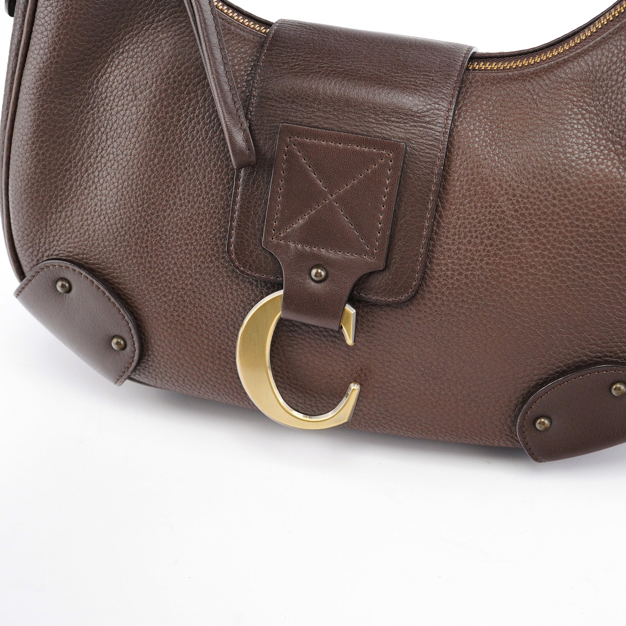 Brown Leather C Shoulder Bag