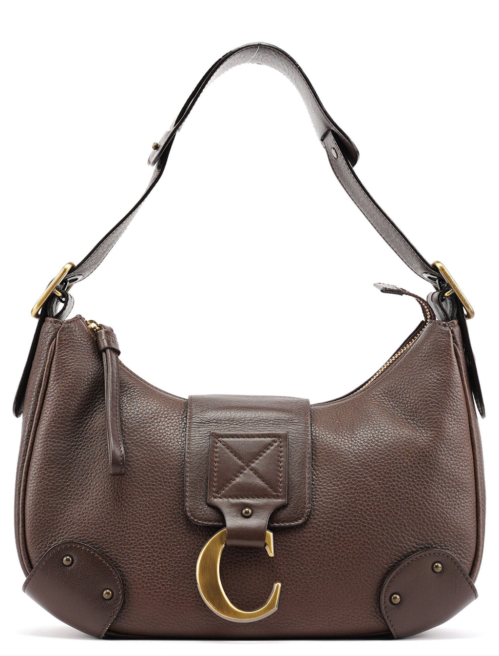 Brown Leather C Shoulder Bag