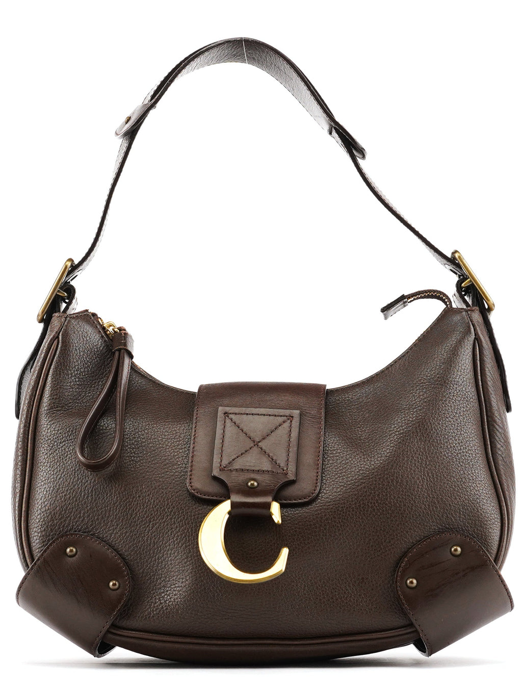 Brown Leather C Shoulder Bag