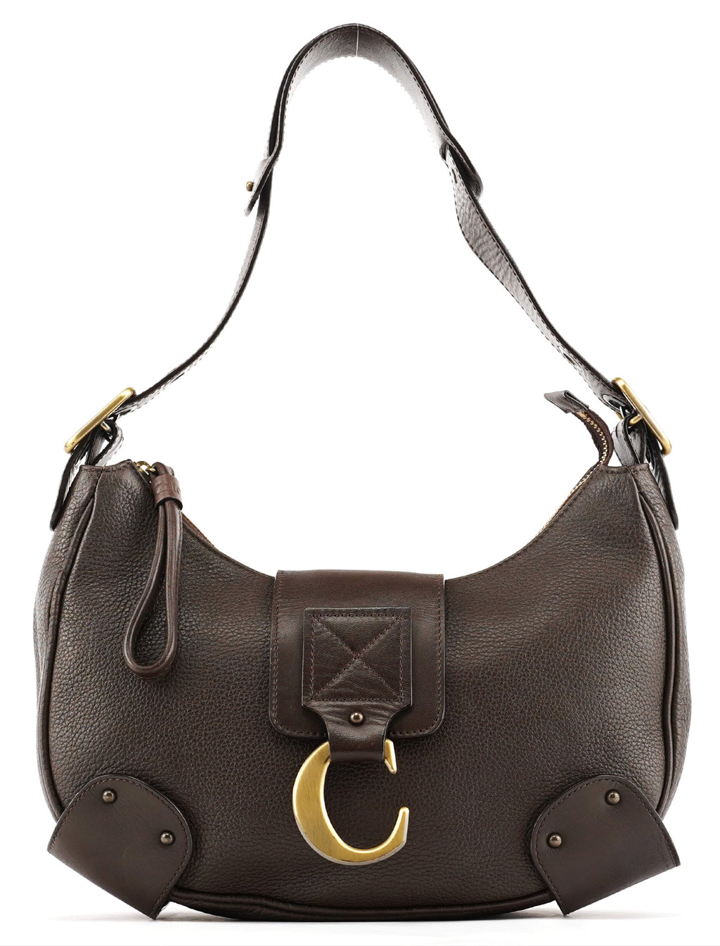 Brown Leather C Shoulder Bag