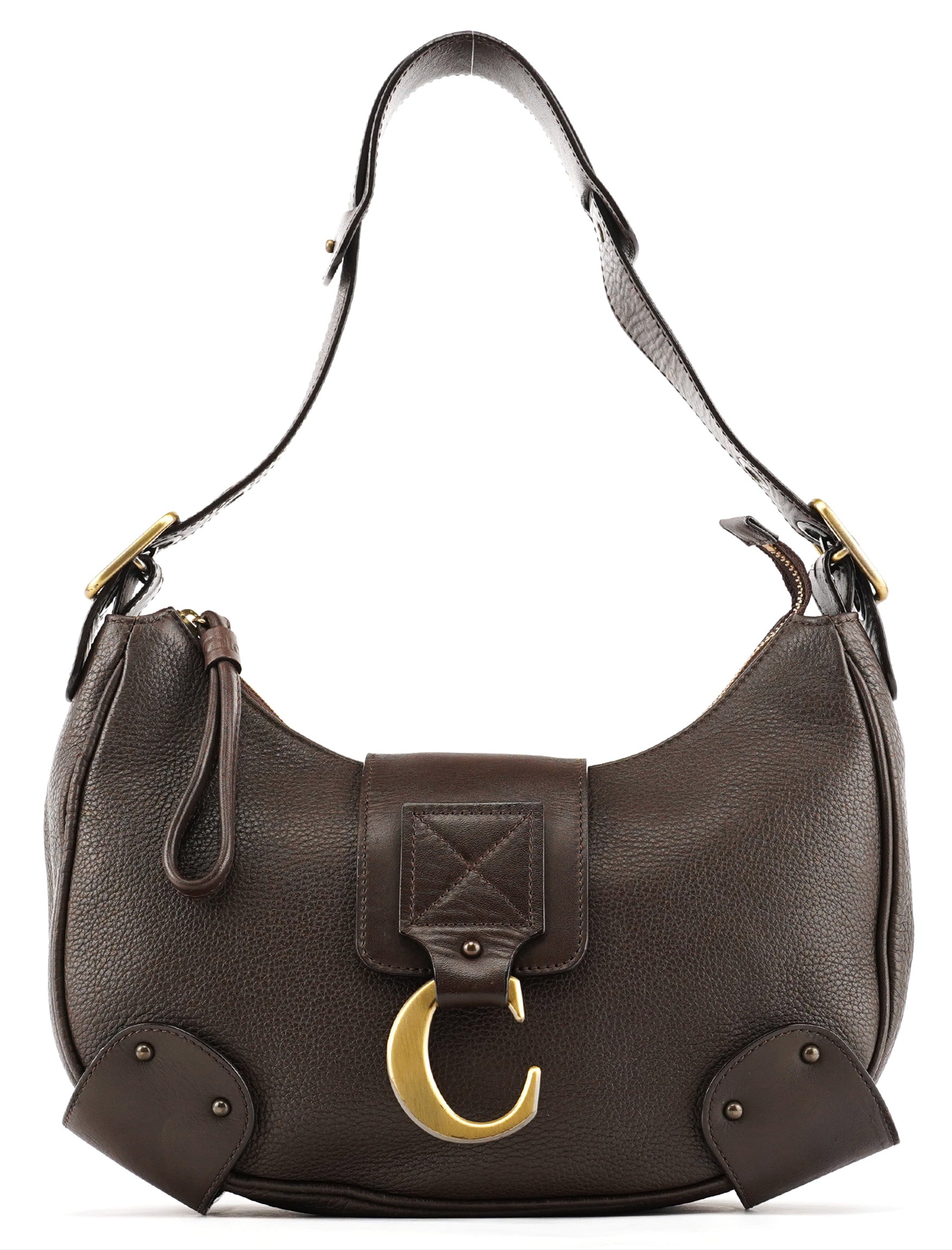 Brown Leather C Shoulder Bag