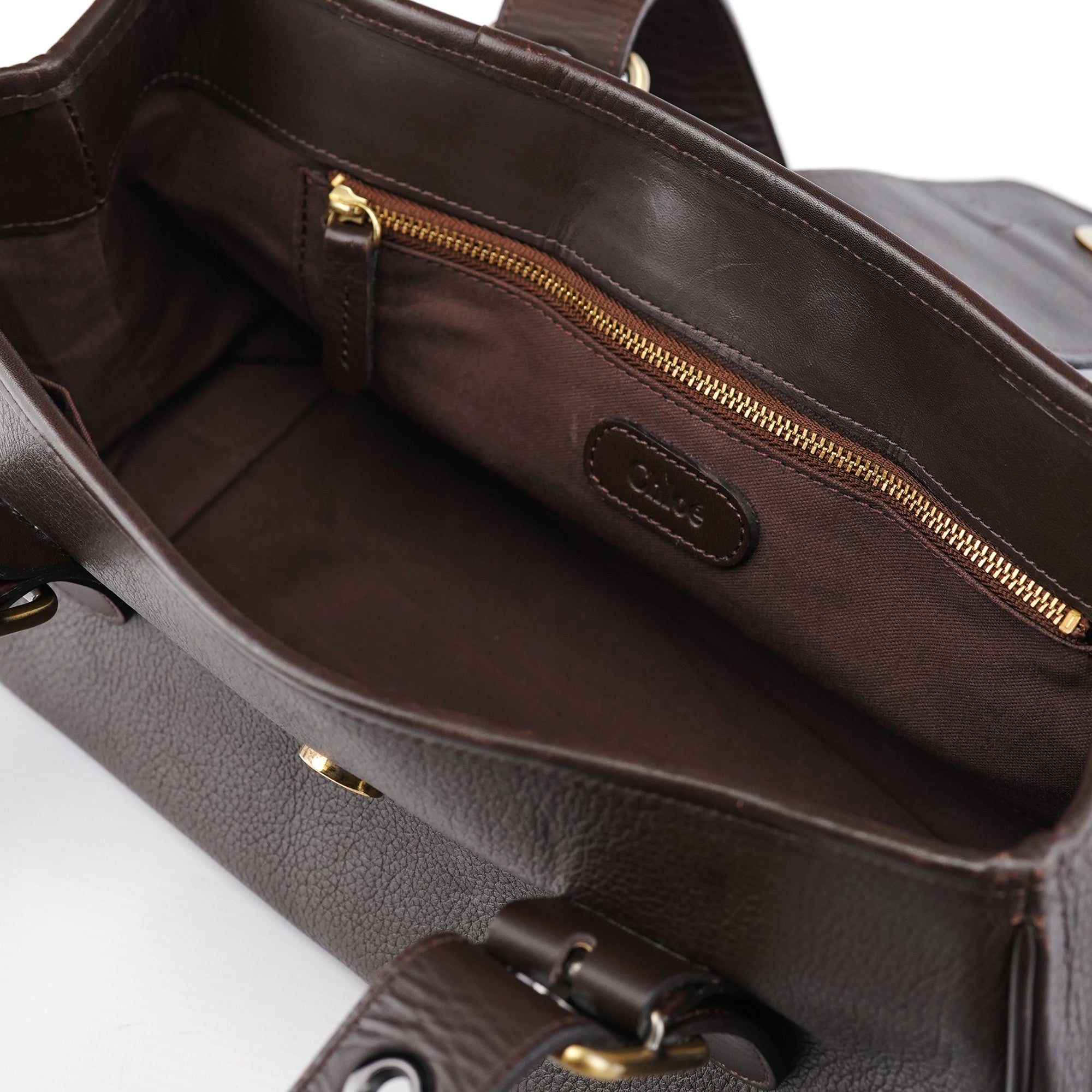 Brown Leather C Tote Bag
