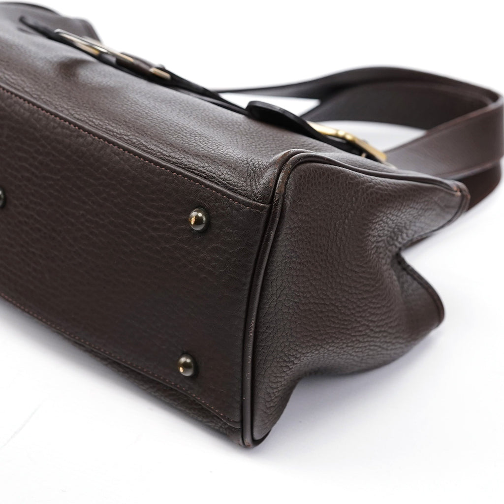 Brown Leather C Tote Bag