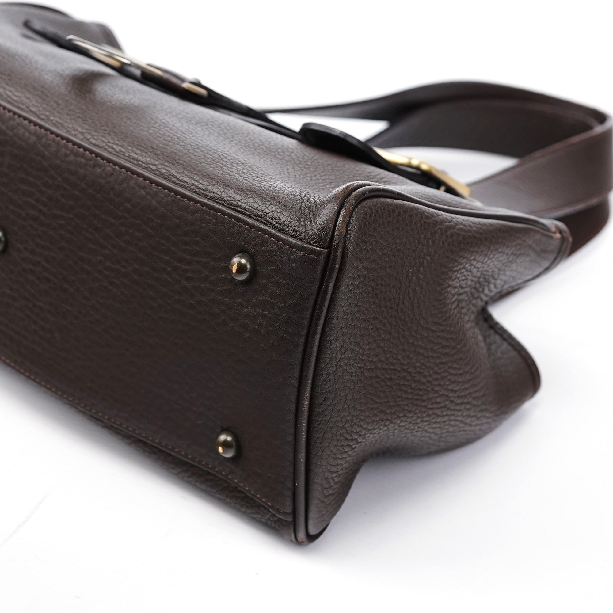 Brown Leather C Tote Bag