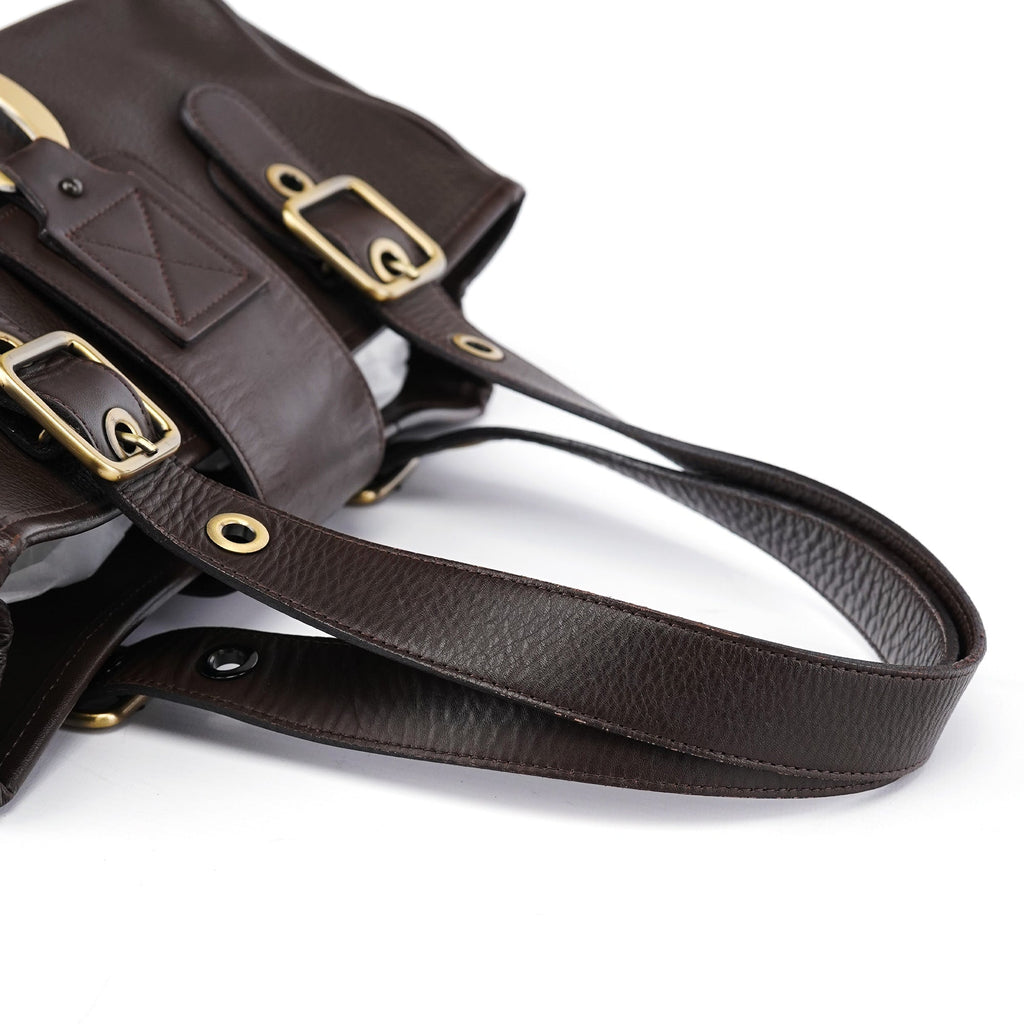 Brown Leather C Tote Bag