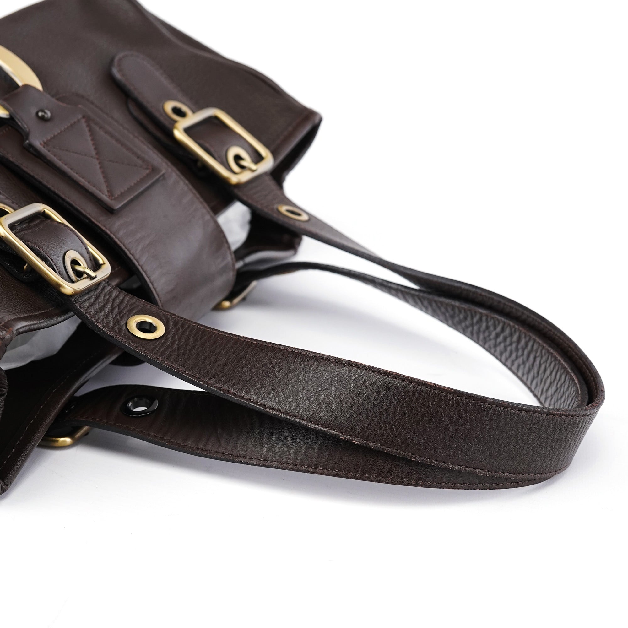 Brown Leather C Tote Bag