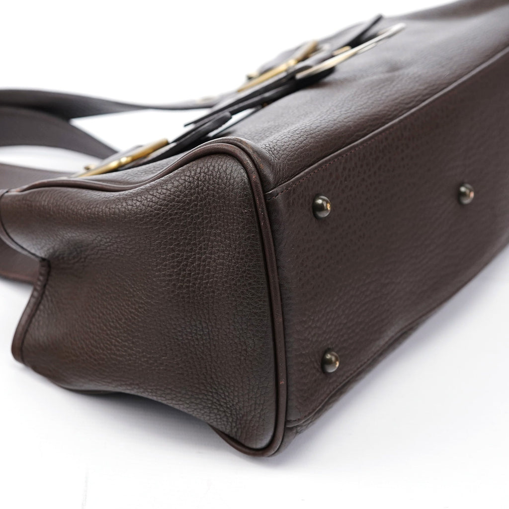 Brown Leather C Tote Bag
