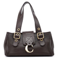 Brown Leather C Tote Bag