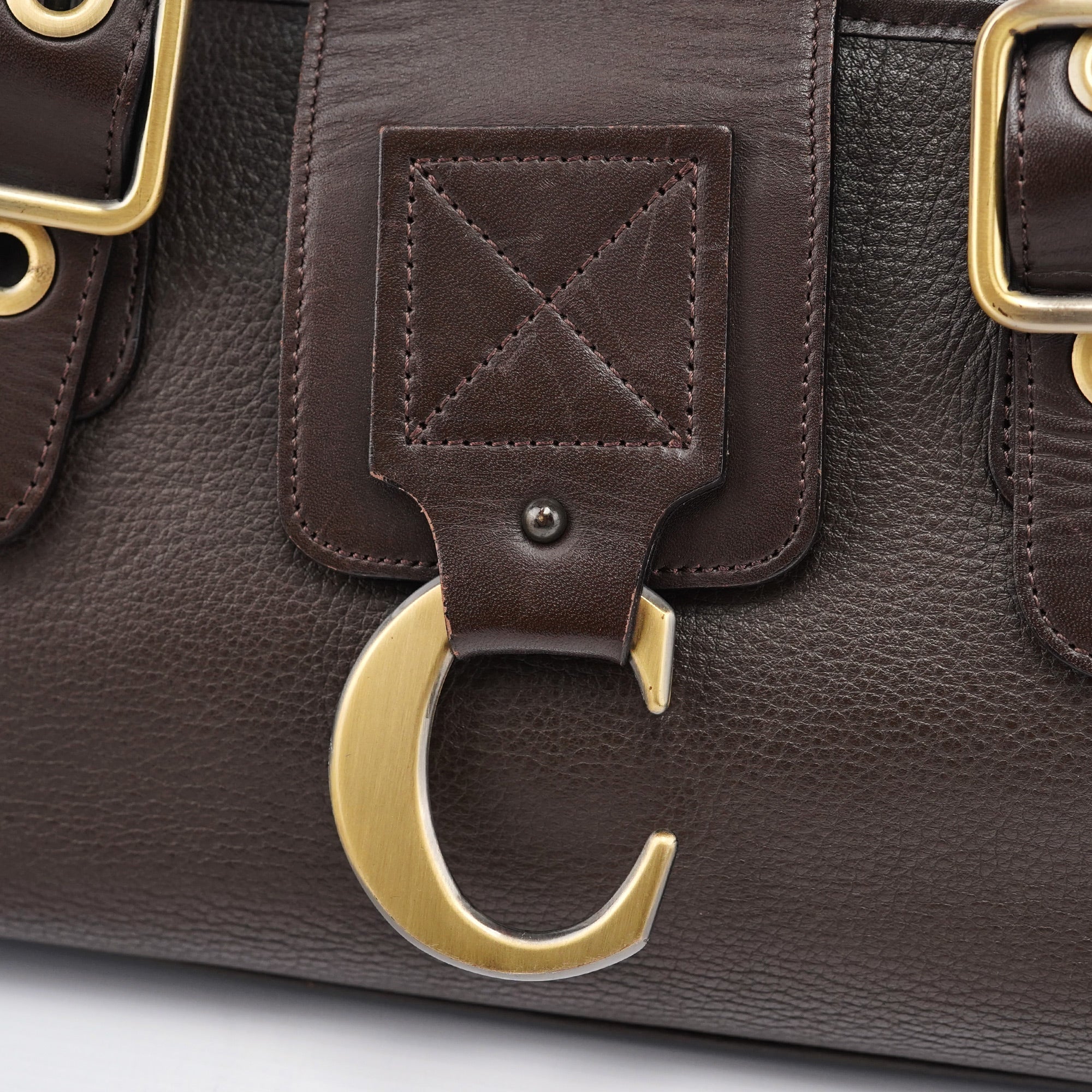 Brown Leather C Tote Bag