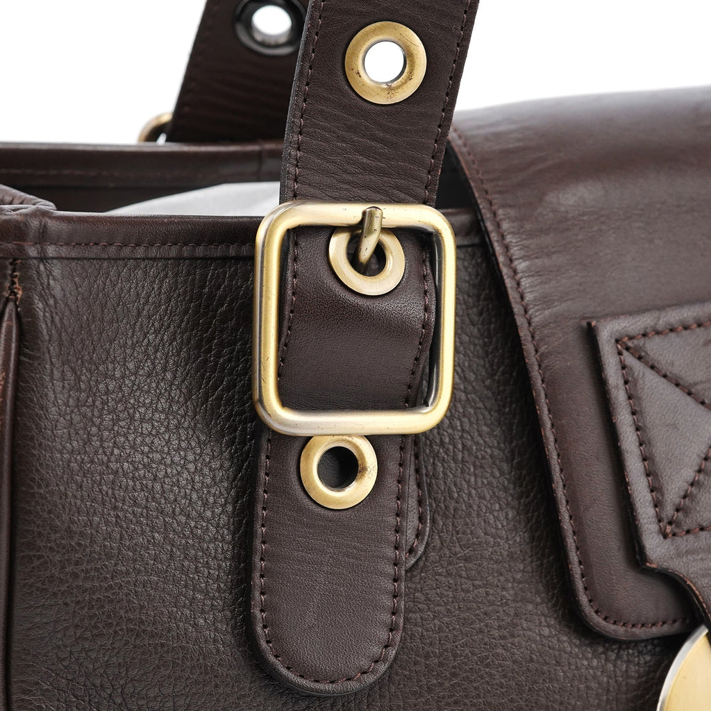 Brown Leather C Tote Bag