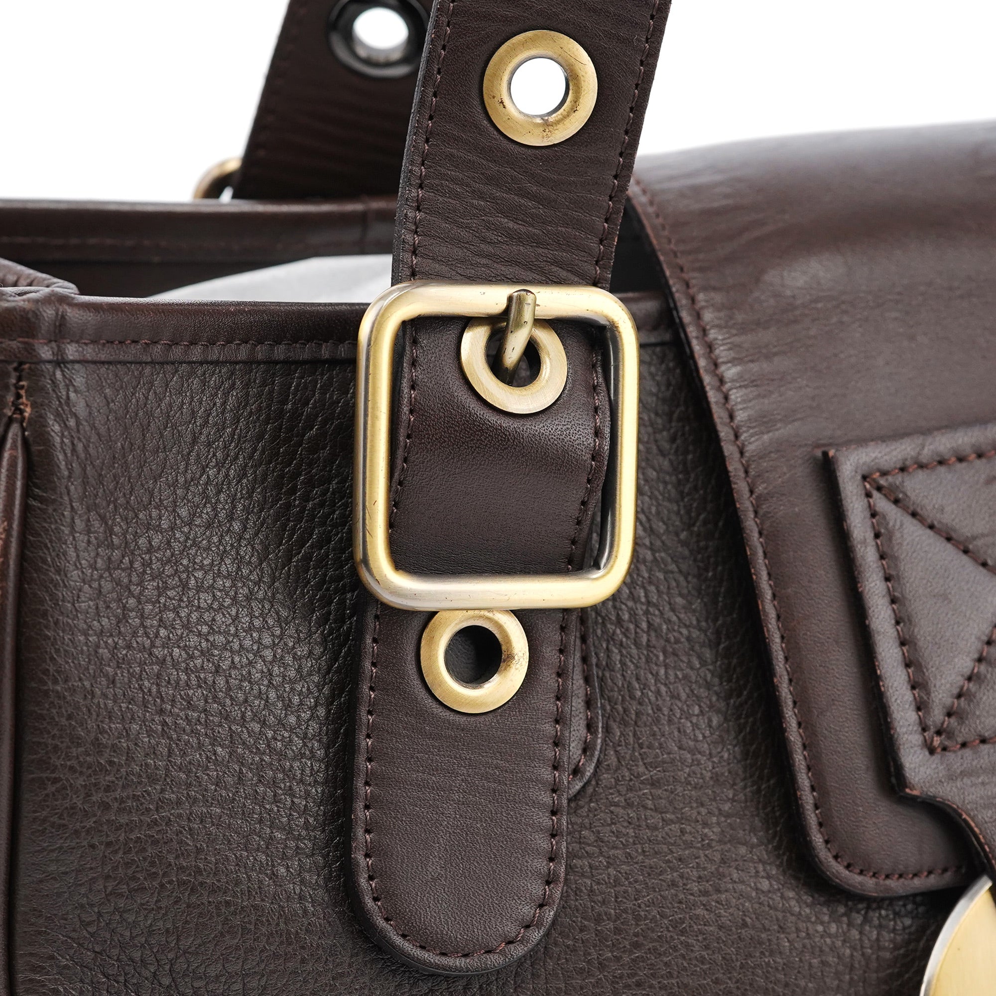 Brown Leather C Tote Bag