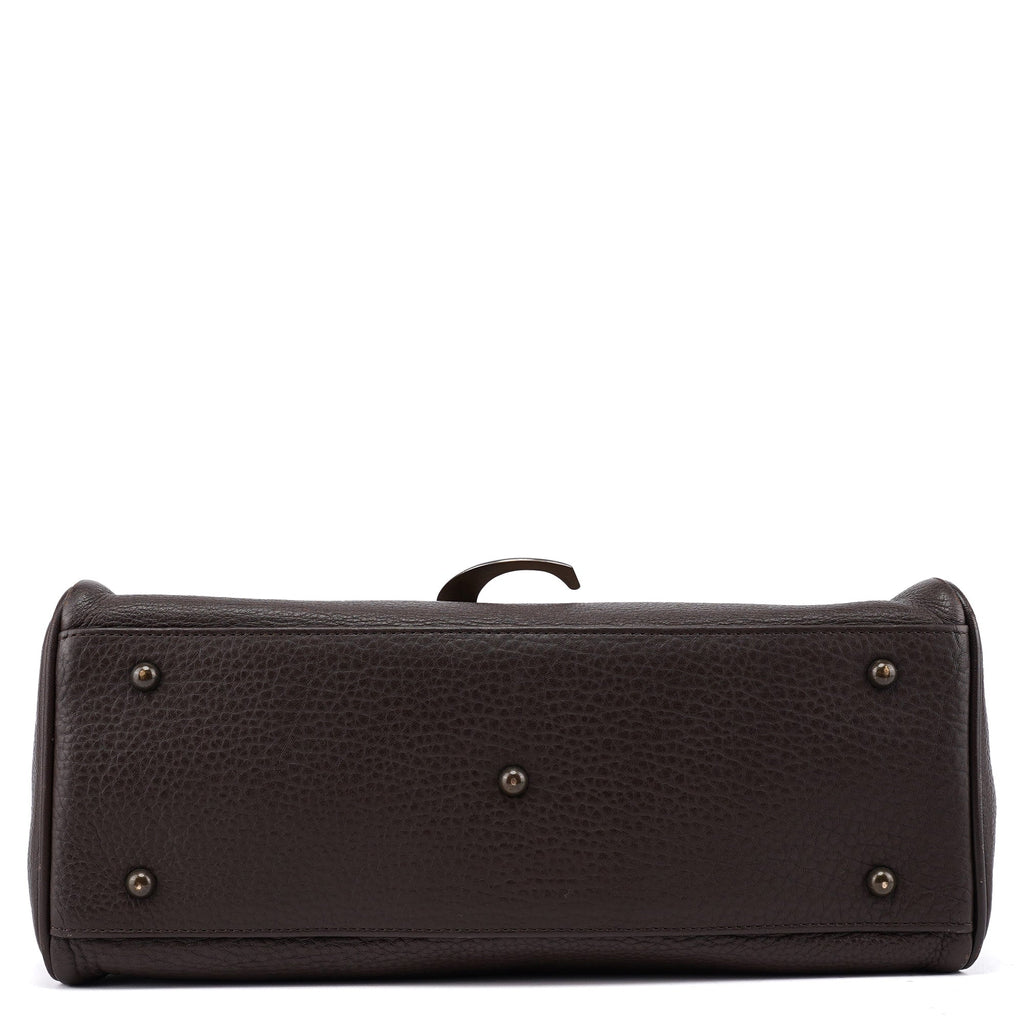 Brown Leather C Tote Bag