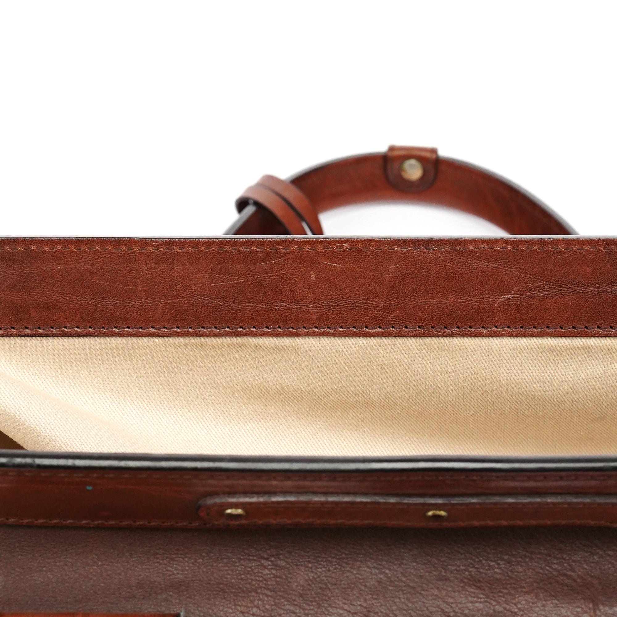 Brown Leather Clutch Bowling Bag