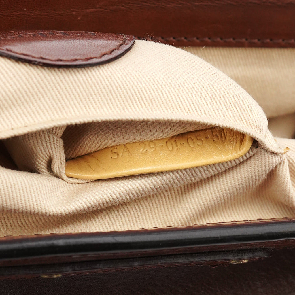 Brown Leather Clutch Bowling Bag
