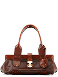 Brown Leather Clutch Bowling Bag