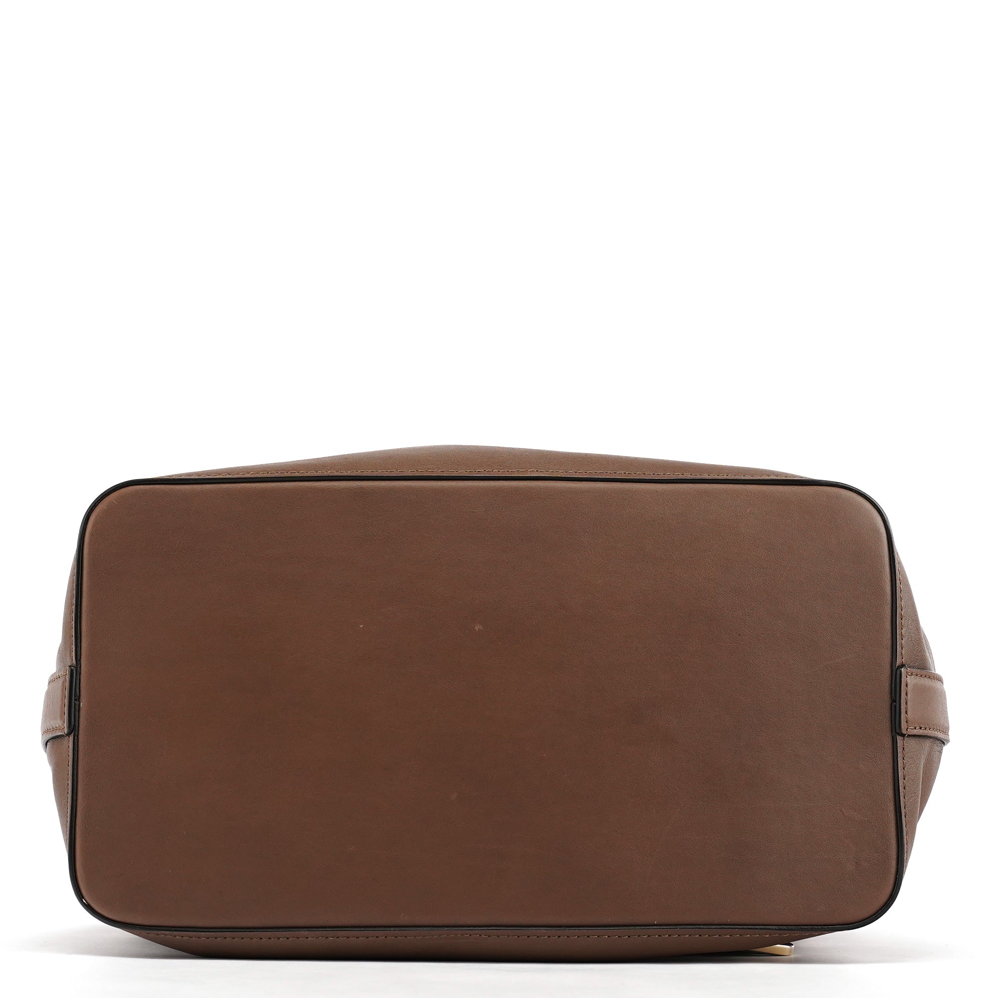 Brown Leather Drawstring Bucket Bag