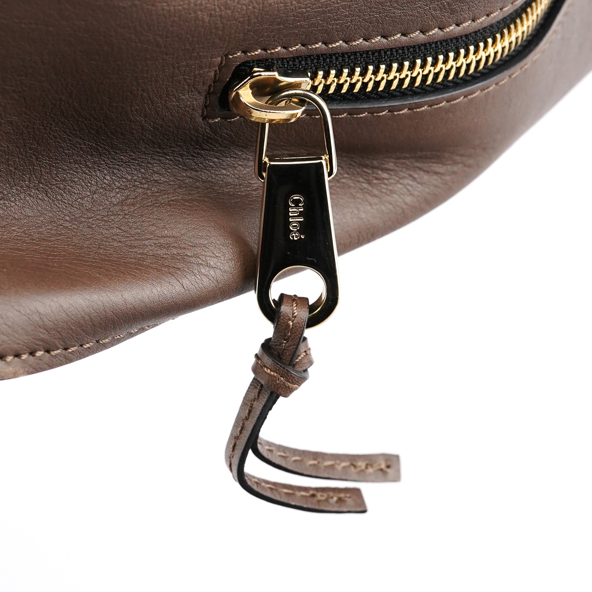 Brown Leather Drawstring Bucket Bag