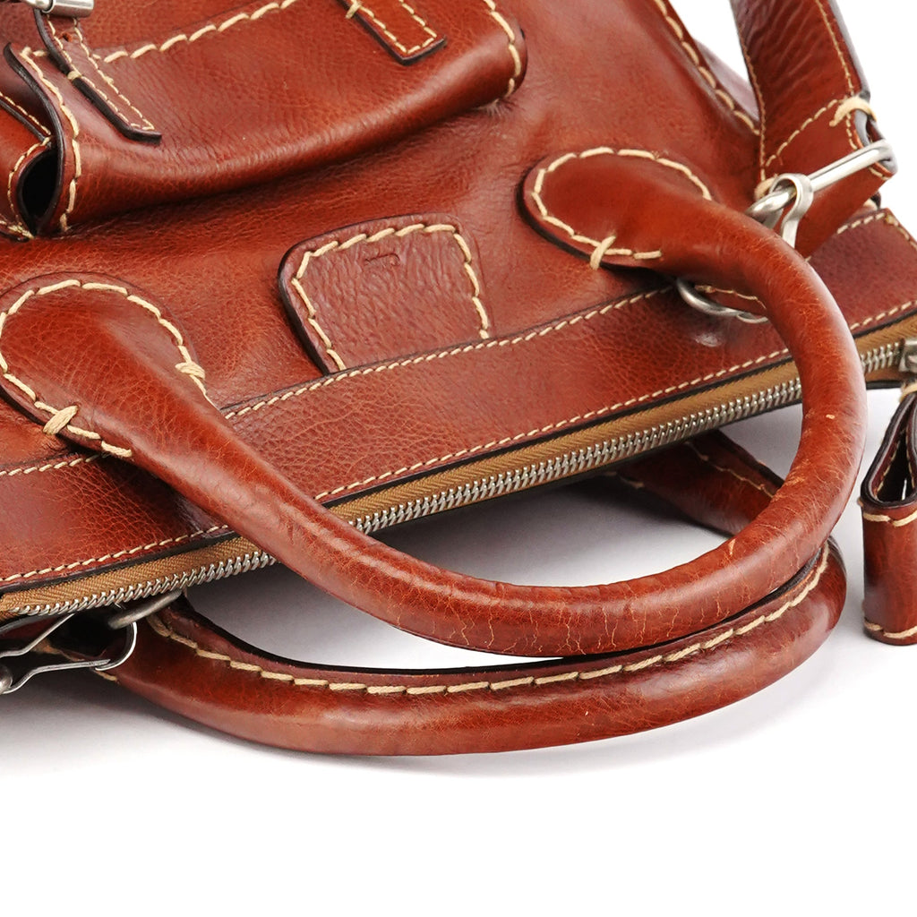 Brown Leather Edith 2-Way Tote Bag
