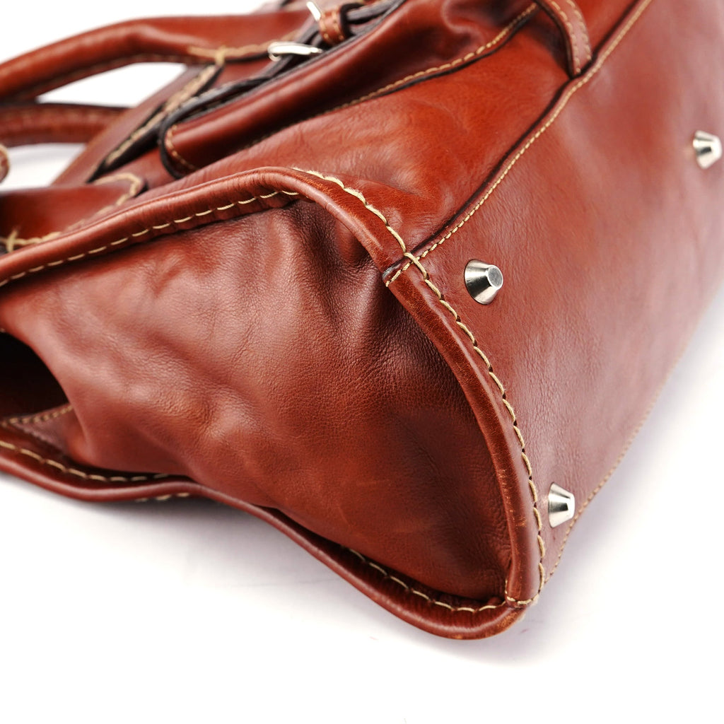 Brown Leather Edith Tote Bag