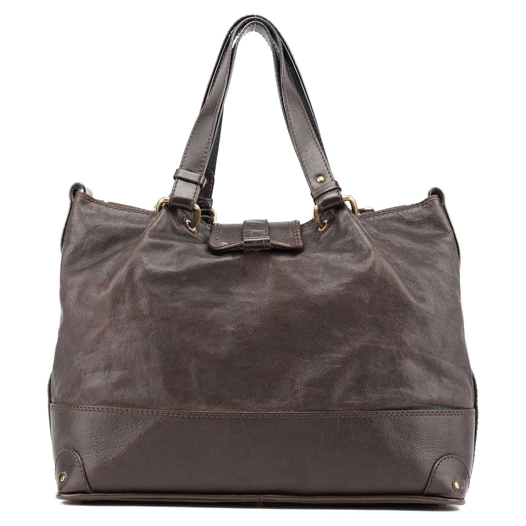 Brown Leather Kerala Tote Bag