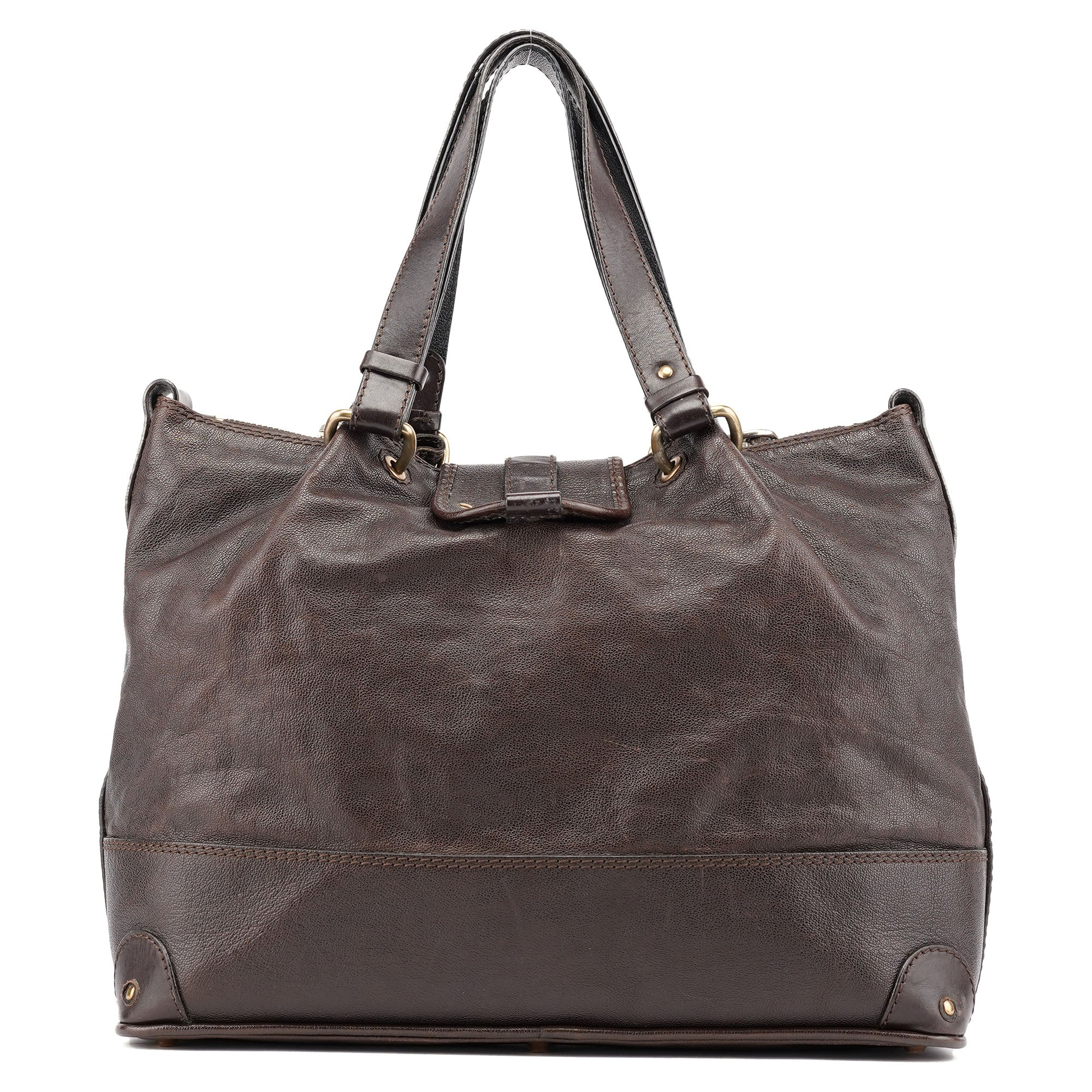 Brown Leather Kerala Tote Bag