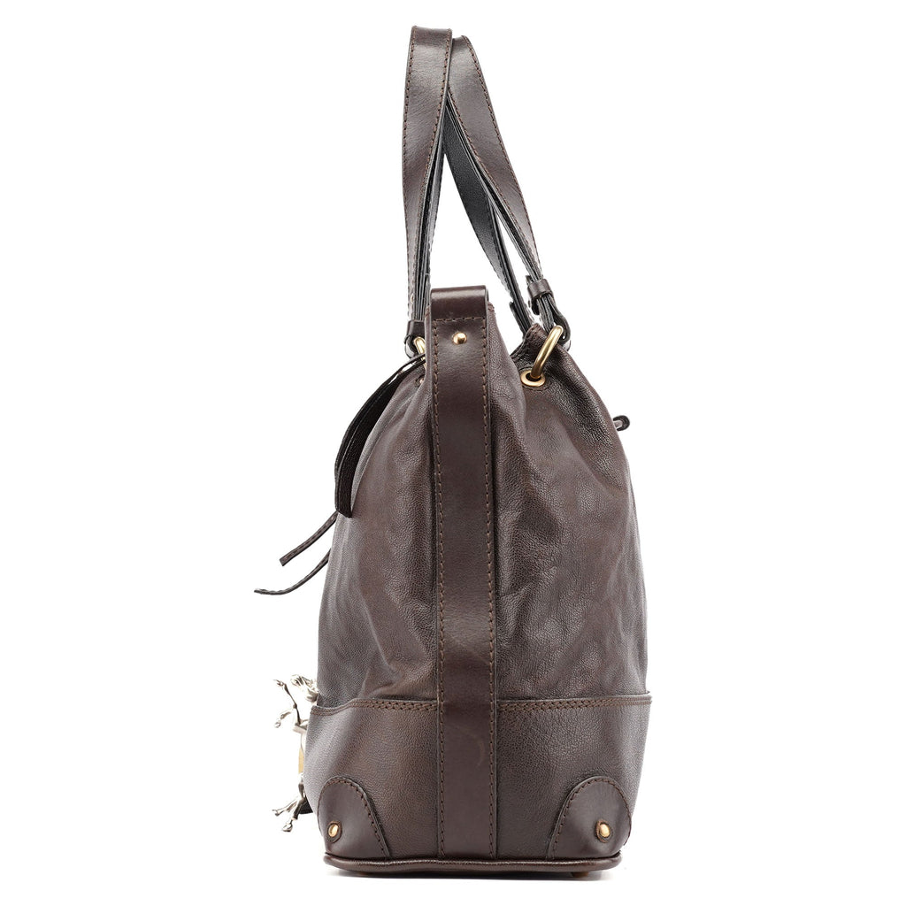 Brown Leather Kerala Tote Bag
