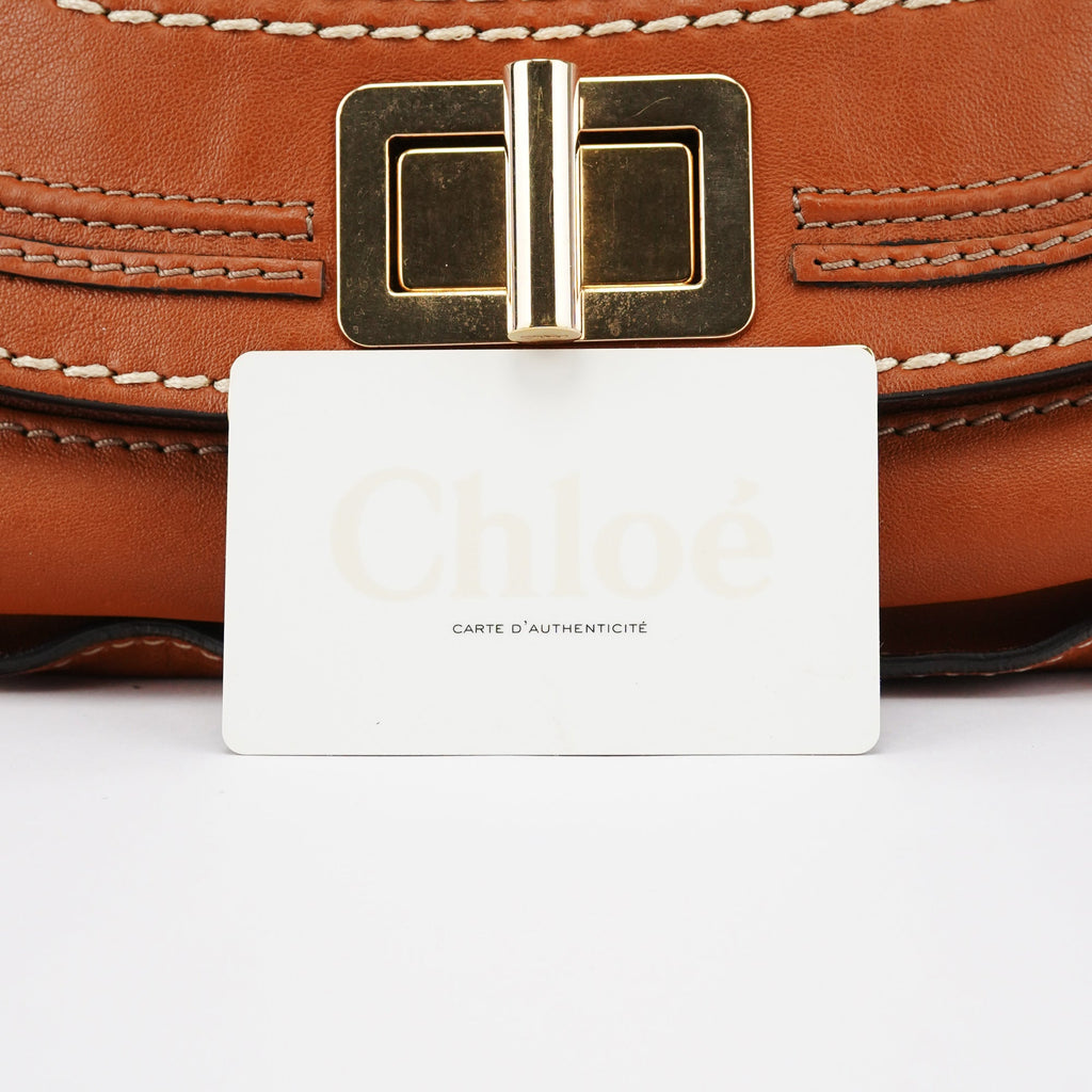 Brown Leather Marcie Turnlock 2-Way Bag