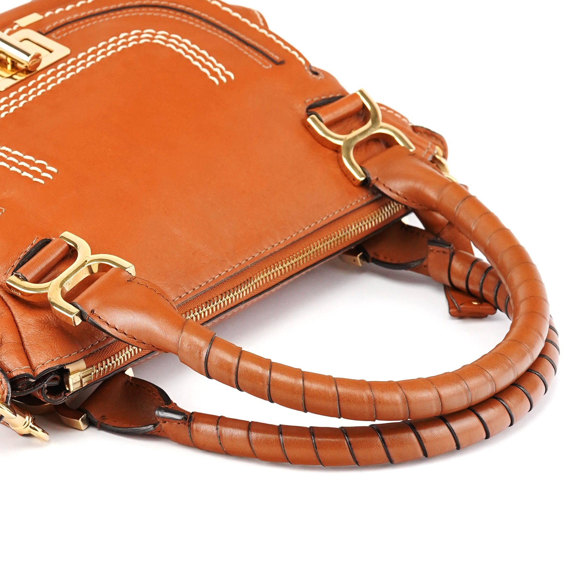 Brown Leather Marcie Turnlock 2-Way Bag