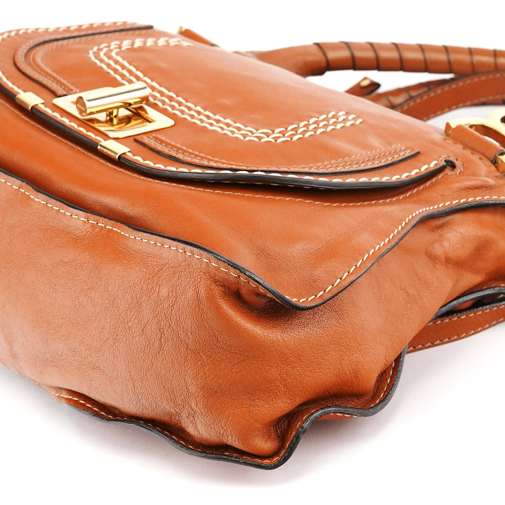 Brown Leather Marcie Turnlock 2-Way Bag