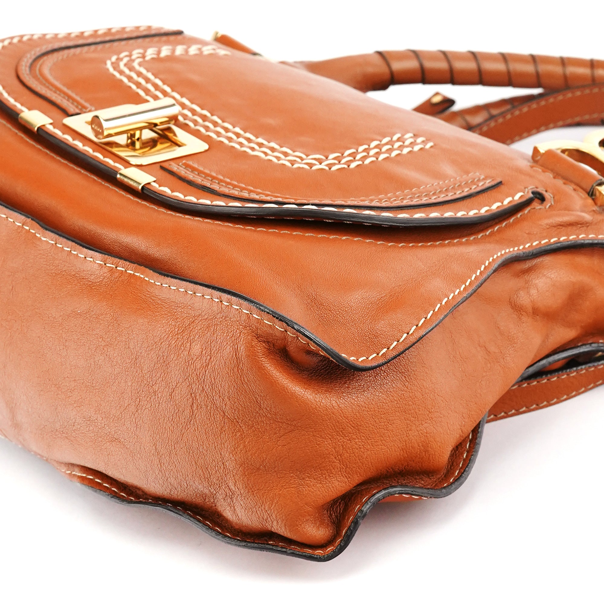 Brown Leather Marcie Turnlock 2-Way Bag